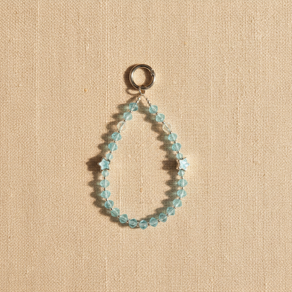 Aqua Crystal Star Charm - Beige Linen Flat Lay Studio Shot