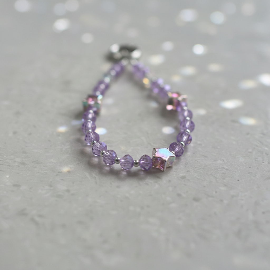 Lavender Crystal Star Charm - Macro Crystal Detail Close Up