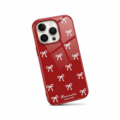 Red bow pattern iPhone case on white background - product shot