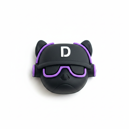 DJ Character Phone Charm close-up macro detail showing purple sunglasses