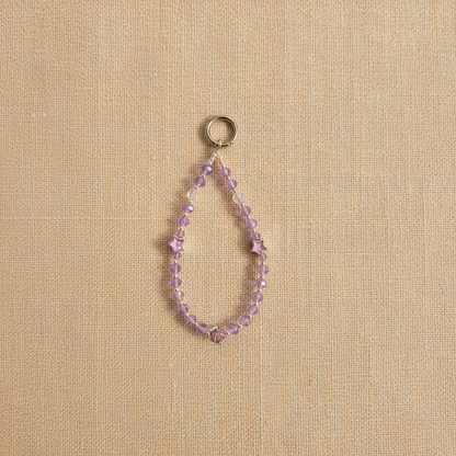 Lavender Crystal Star Charm - Beige Linen Flat Lay Studio Shot