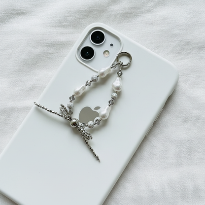 Baroque Pearl Dragonfly Charm - Lifestyle Shot on White iPhone