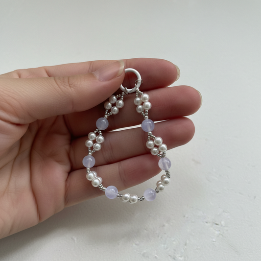 Pearl Moonstone Phone Charm - Hand Lifestyle Shot