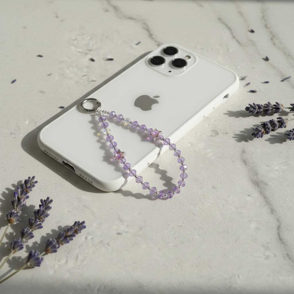 Lavender Crystal Star Charm - Marble and Lavender Lifestyle Shot
