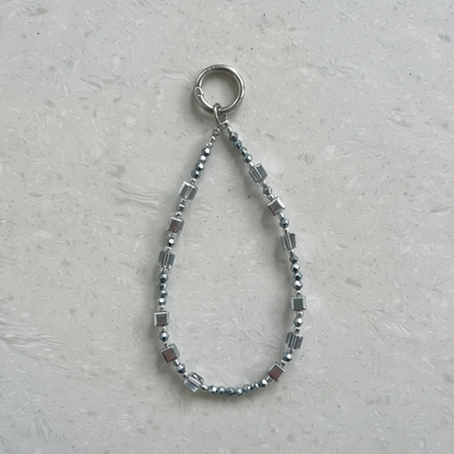 Silver Beaded Phone Charm - Macro Bead Detail Close Up