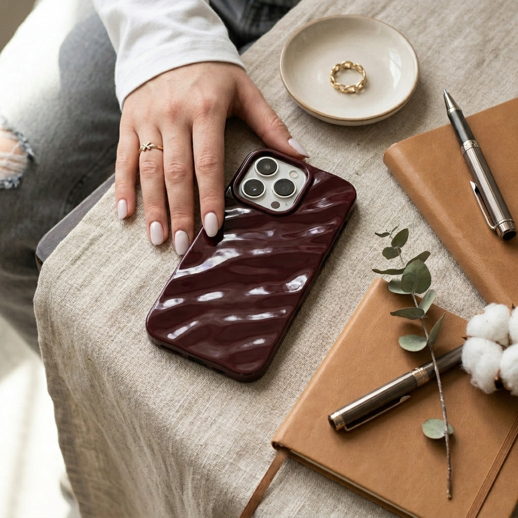 Burgundy Silicone Wave iPhone Case | iPouch™