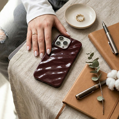 Burgundy Silicone Wave iPhone Case | iPouch™