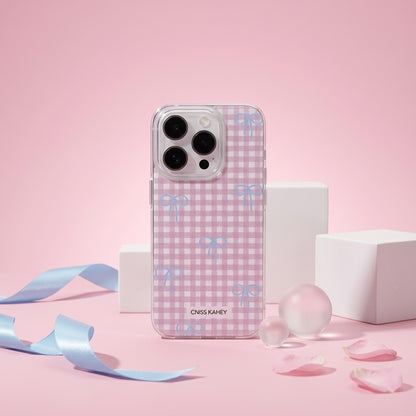 Pink Gingham Bow iPhone Case – Soft Coquette Style