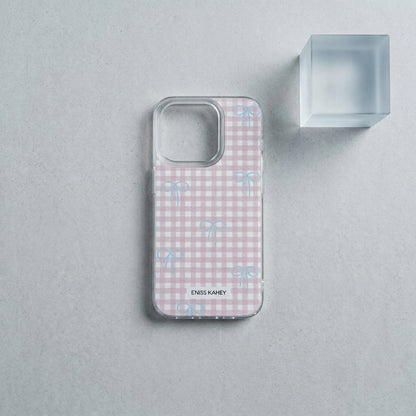 Pink Gingham Bow iPhone Case – Soft Coquette Style