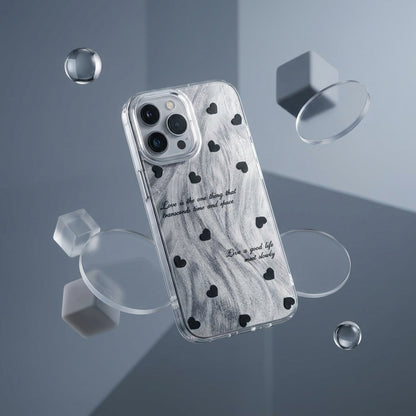Love Quotes Marble Heart iPhone Case – Clear Aesthetic Cover