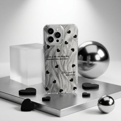 Love Quotes Marble Heart iPhone Case – Clear Aesthetic Cover