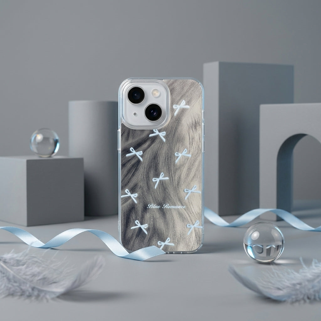 Blue Romance Bow iPhone Case – Clear Silicone