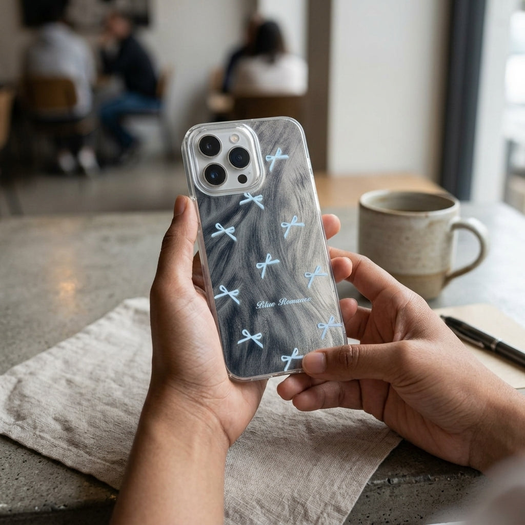 Blue Romance Bow iPhone Case – Clear Silicone