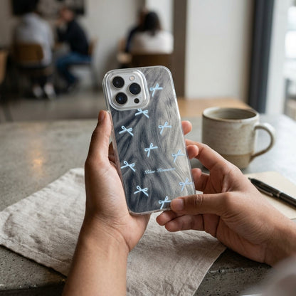 Blue Romance Bow iPhone Case – Clear Silicone