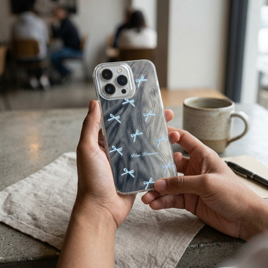 Blue Romance Bow iPhone Case – Clear Silicone