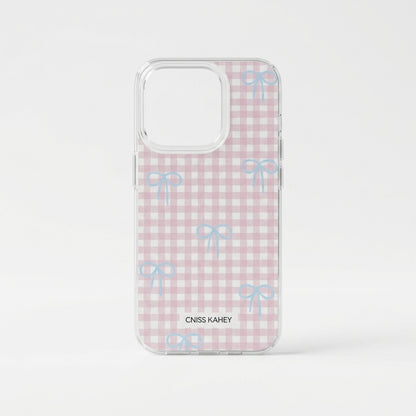 Pink Gingham Bow iPhone Case – Soft Coquette Style
