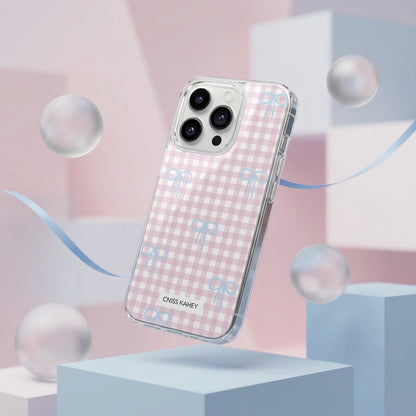 Pink Gingham Bow iPhone Case – Soft Coquette Style
