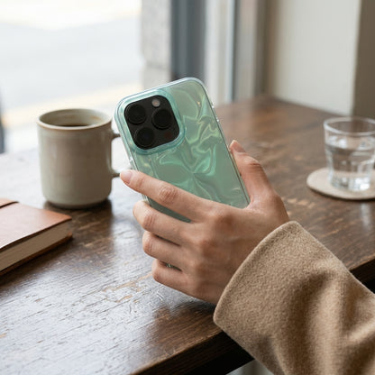 Ocean Water Ripple iPhone Case – Holographic Teal