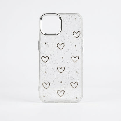 Glitter Heart Clear Silicone iPhone Case