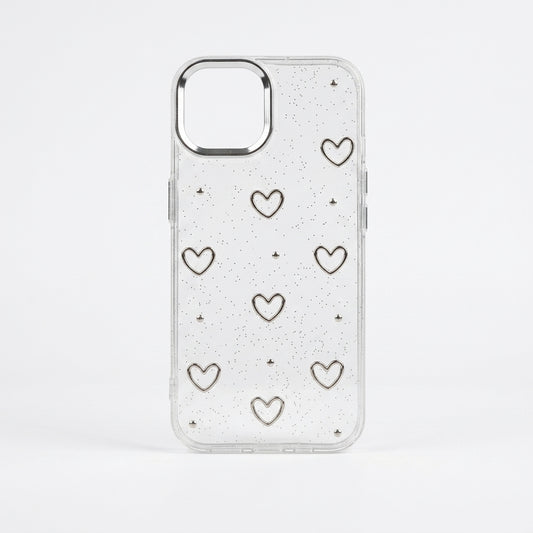 Glitter Heart Clear Silicone iPhone Case