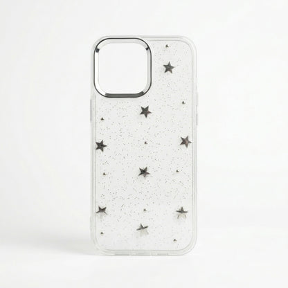 Silver Star Glitter Clear iPhone Case
