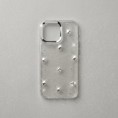 Silver Star Glitter Clear iPhone Case