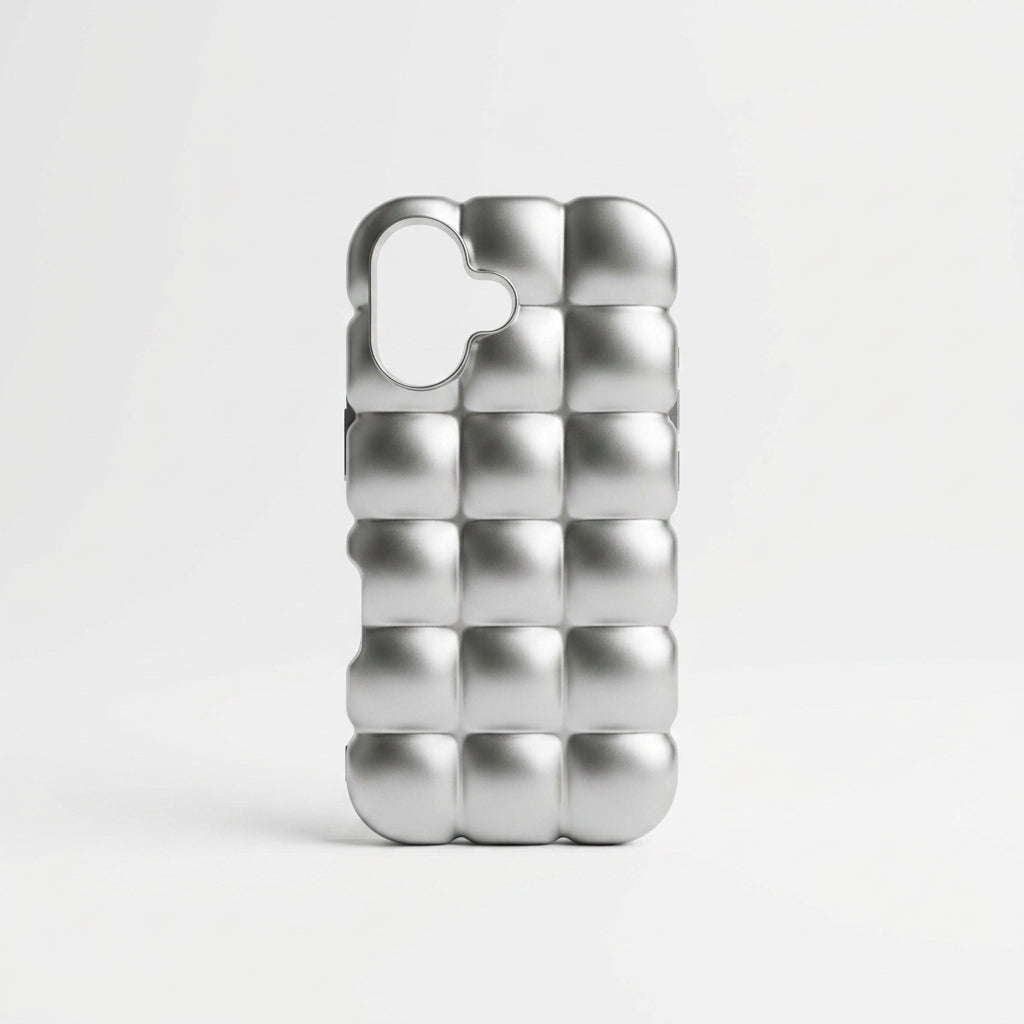 Puffer Bubble iPhone Case – Silver Chrome | iPouch