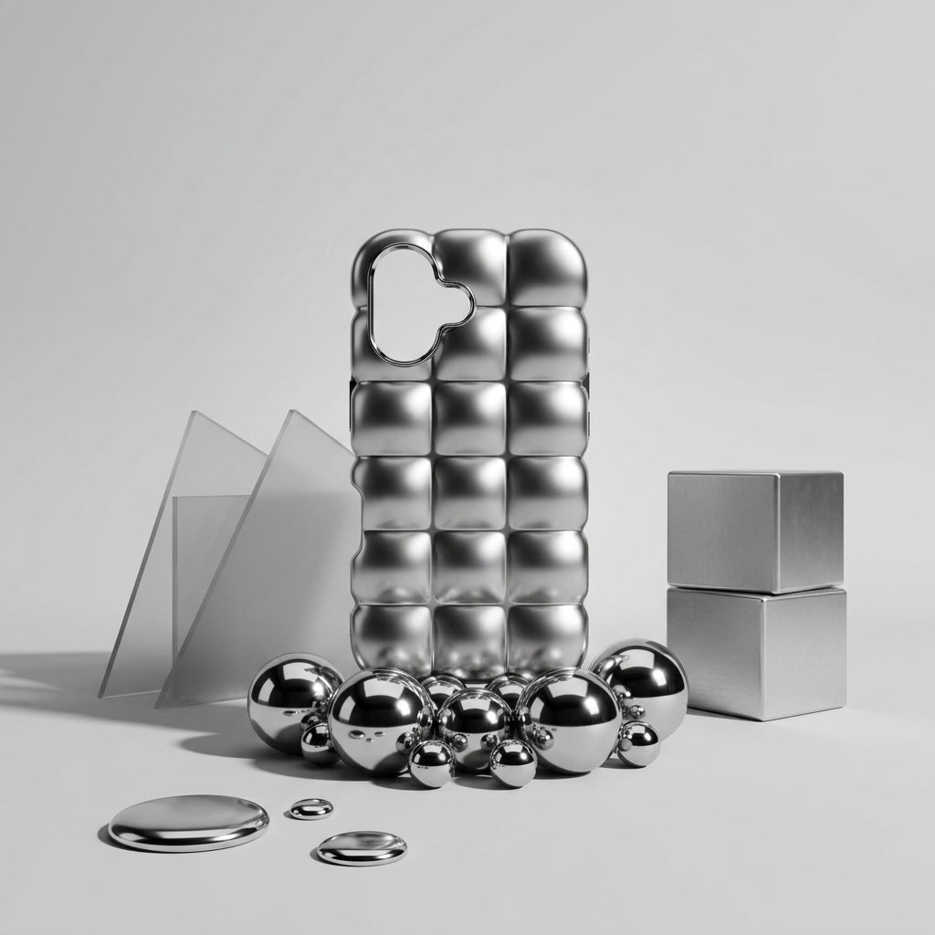 Puffer Bubble iPhone Case – Silver Chrome | iPouch
