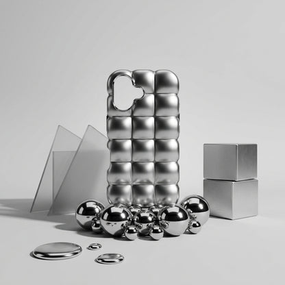 Puffer Bubble iPhone Case – Silver Chrome | iPouch