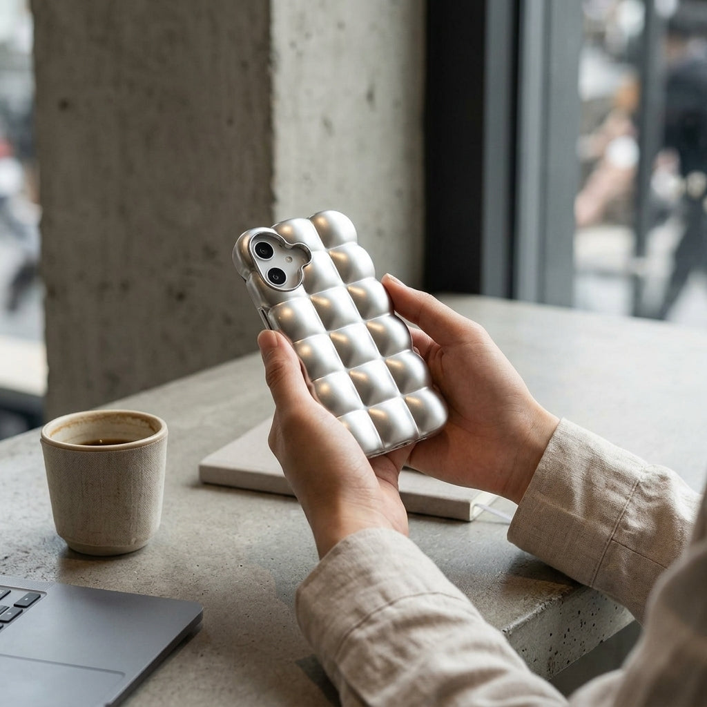Puffer Bubble iPhone Case – Silver Chrome | iPouch