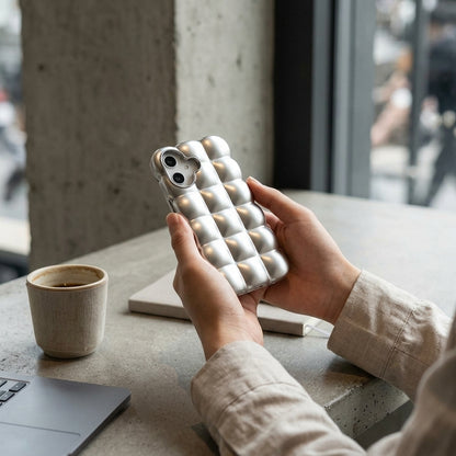 Puffer Bubble iPhone Case – Silver Chrome | iPouch