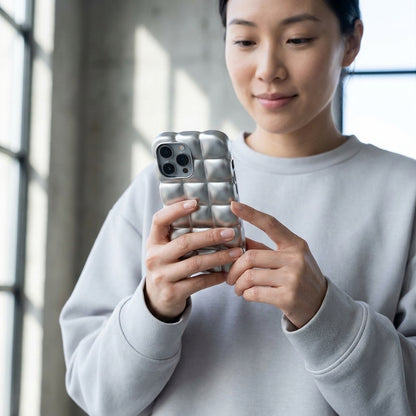 Puffer Bubble iPhone Case – Silver Chrome | iPouch