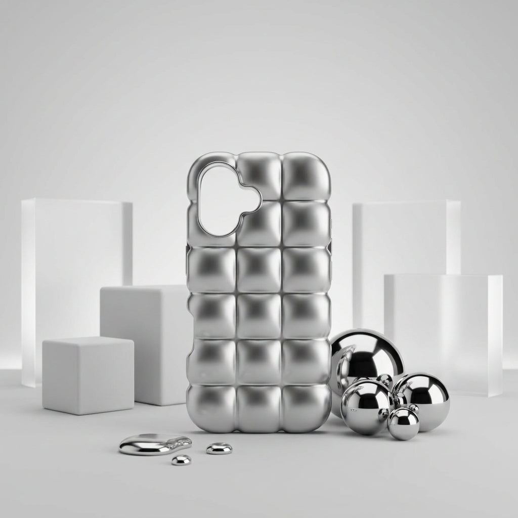 Puffer Bubble iPhone Case – Silver Chrome | iPouch