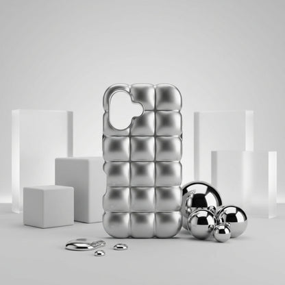 Puffer Bubble iPhone Case – Silver Chrome | iPouch