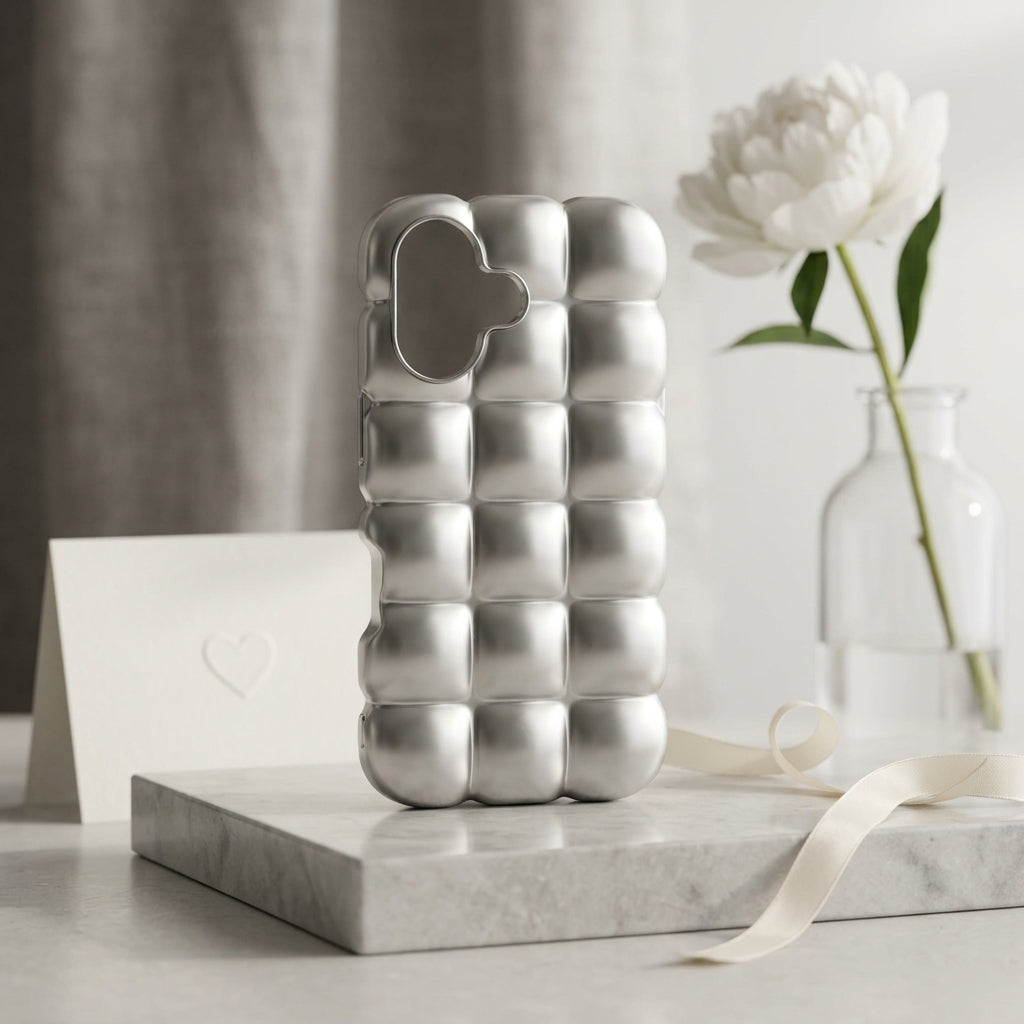Puffer Bubble iPhone Case – Silver Chrome | iPouch