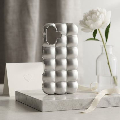 Puffer Bubble iPhone Case – Silver Chrome | iPouch