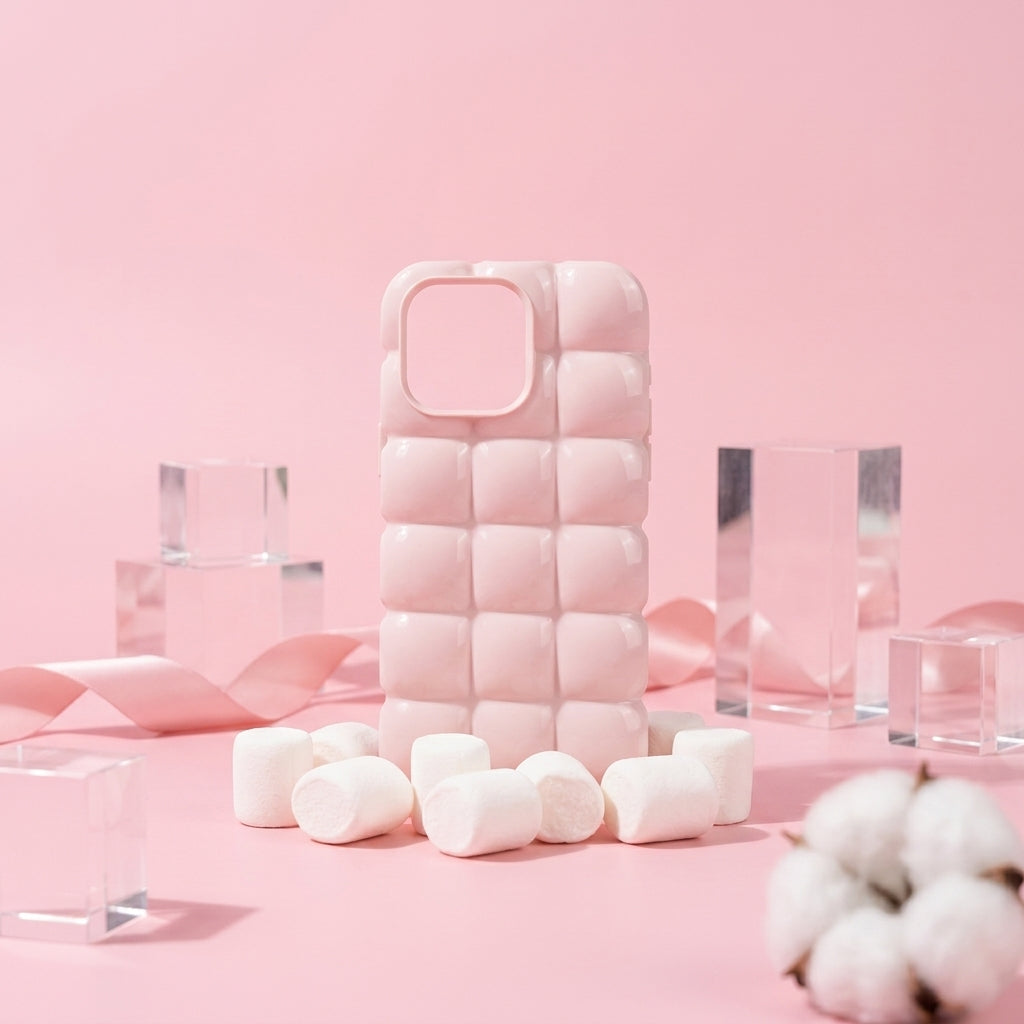 Blush Pink Puffer Silicone iPhone Case