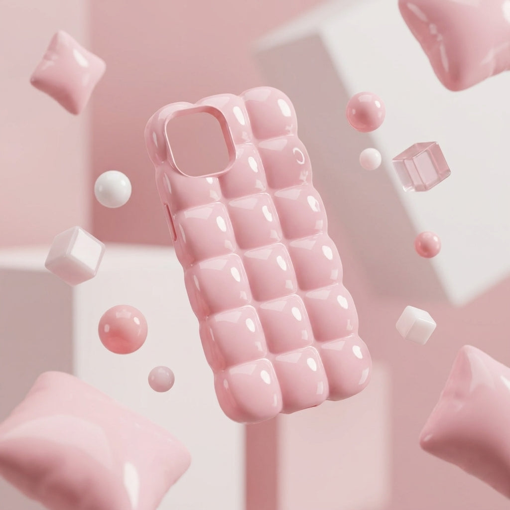 Bubblegum Pink Glossy Puffer iPhone Case