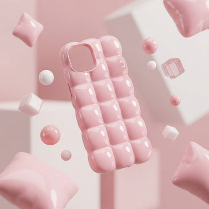 Bubblegum Pink Glossy Puffer iPhone Case