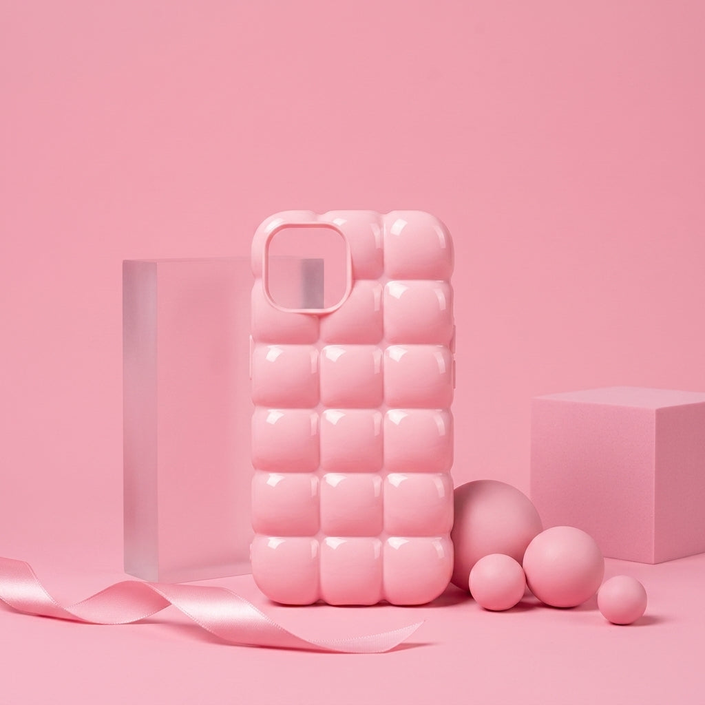 Bubblegum Pink Glossy Puffer iPhone Case