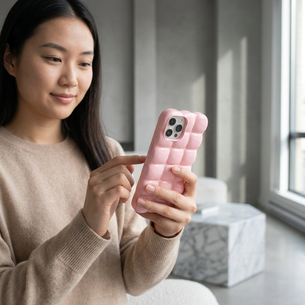 Bubblegum Pink Glossy Puffer iPhone Case