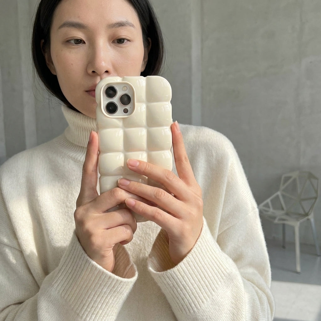Cream Ivory Glossy Puffer iPhone Case