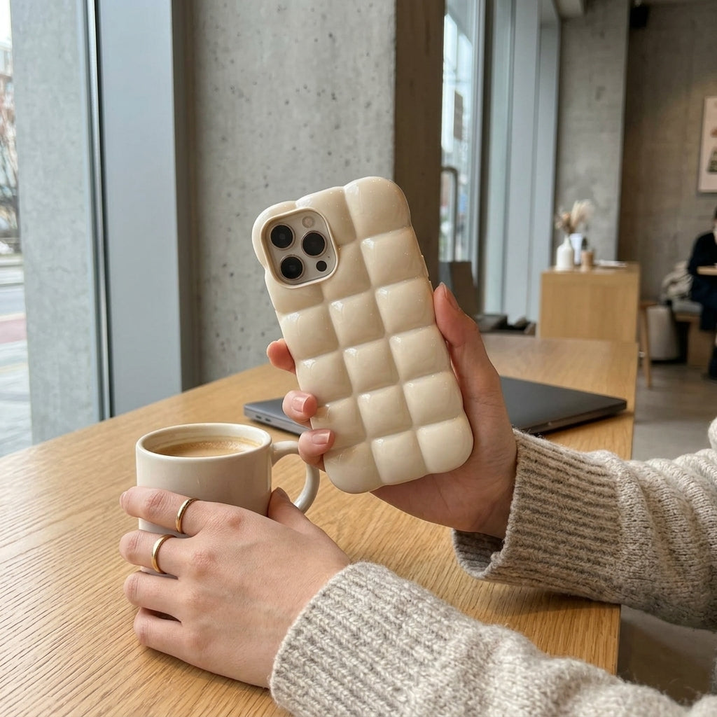 Cream Ivory Glossy Puffer iPhone Case