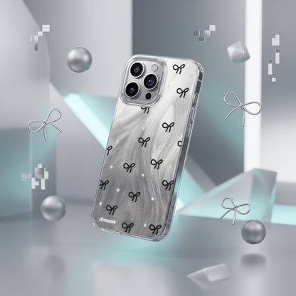 Black Bow Marble Clear iPhone Case