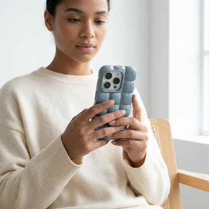 Slate Blue Puffer Silicone iPhone Case
