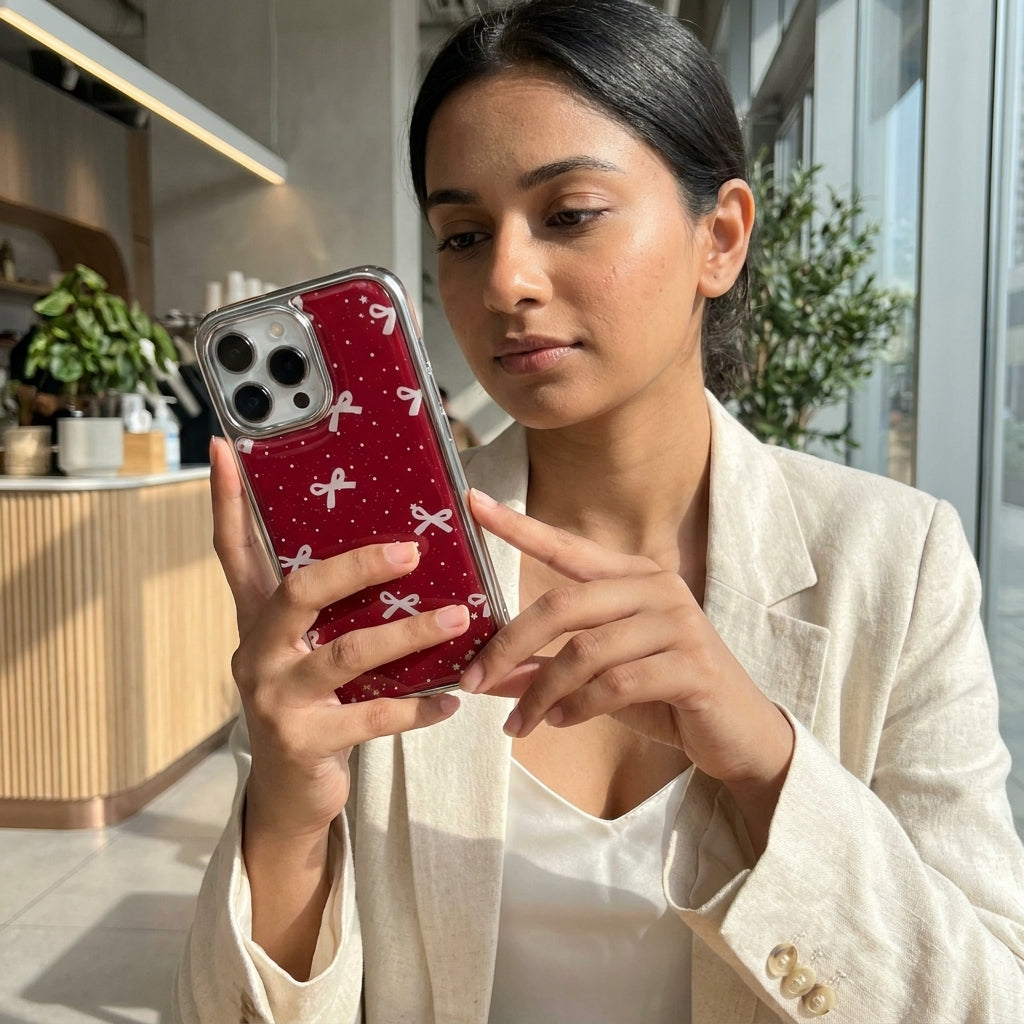 Bow & Stars Glitter iPhone Case