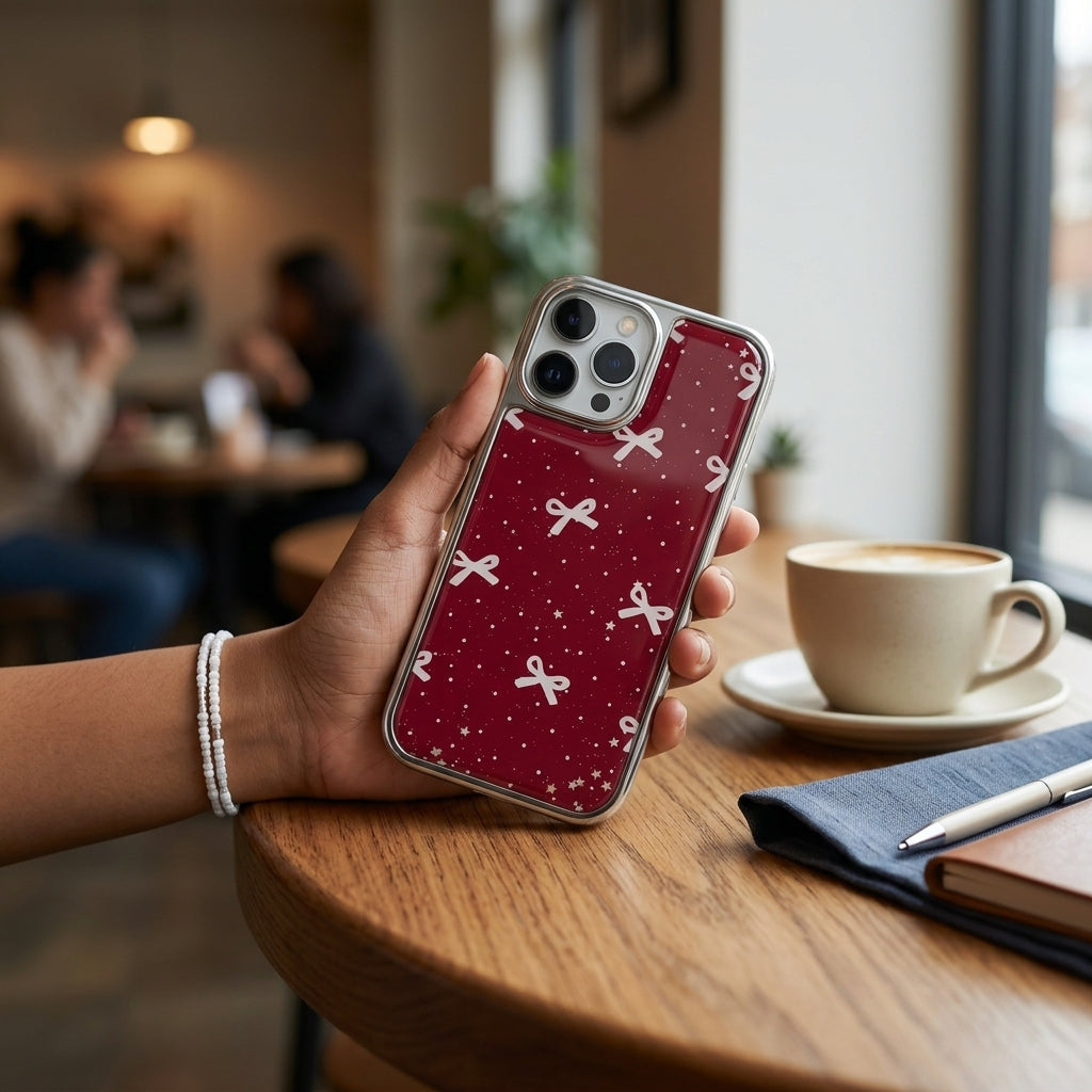 Bow & Stars Glitter iPhone Case