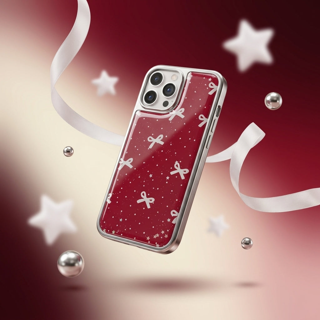 Bow & Stars Glitter iPhone Case