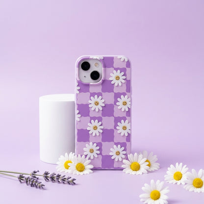 Daisy Smiley Checkered iPhone Case — Purple Edition