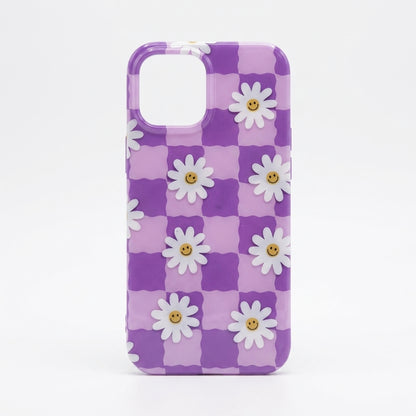 Daisy Smiley Checkered iPhone Case — Purple Edition